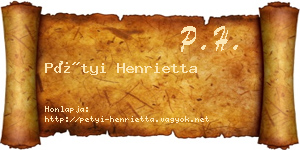 Pétyi Henrietta névjegykártya