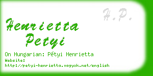 henrietta petyi business card